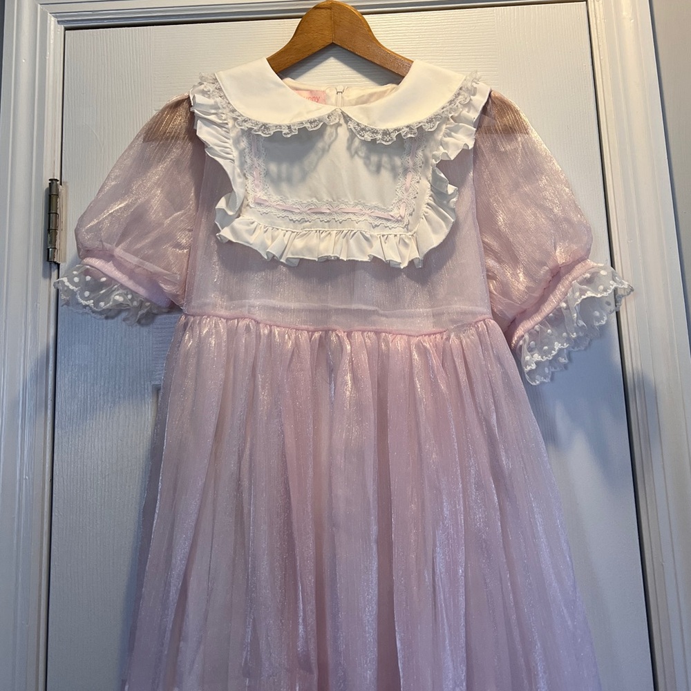 Pink Sheer Ruffled Dress - Picture 2 of 9